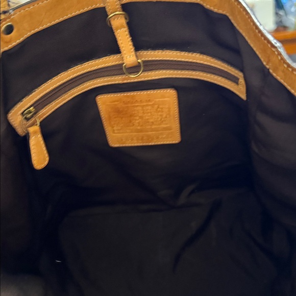 Coach Hampton Classic C Logo Signature Tote With Leather Trim Orange Hang Tag - Picture 12 of 16